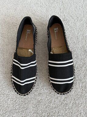 Browns Black And White Stripe Knitted Espadrilles